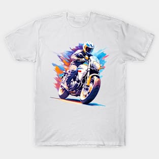 Motorcycle In Watercolor Style - Ai Art T-Shirt